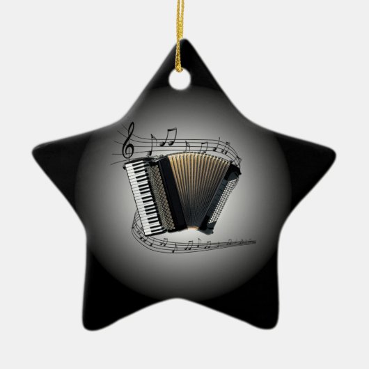 Accordion ~ Musical Wereldbol ~ Musical Scale ~ Keramisch Ornament (Voorkant)
