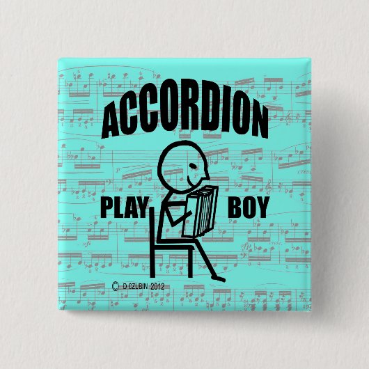 Accordion Play Boy Vierkante Button 5,1 Cm (Voorkant)