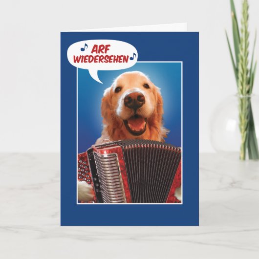 Accordion-Play Golden Retriever Arf Wiedersehen Kaart (Voorkant)