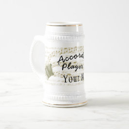 Accordion player bier stein mok jouw naam