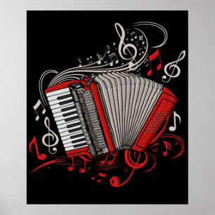 Accordion Player Gift Mannen Folk Music Accordion Poster