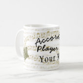 Accordion player mok 11 oz met jouw naam (Voorkant links)