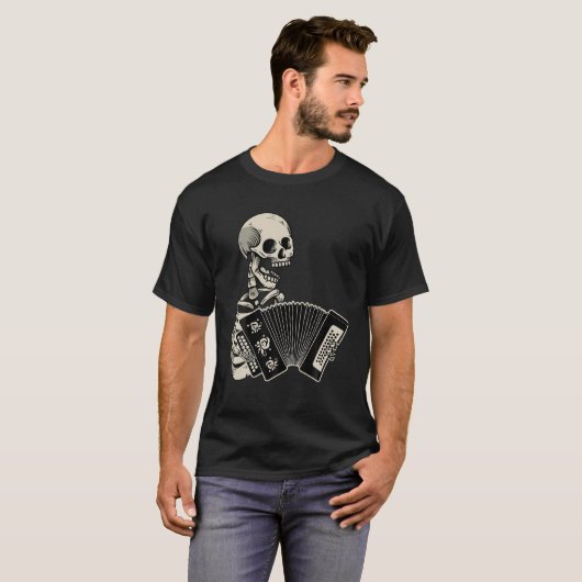 Accordion Player Retro Skull Skeleton Accordionist T-shirt (Voorkant volledig)