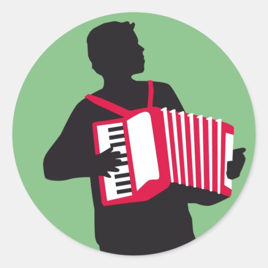 Accordion player ronde sticker (Voorkant)