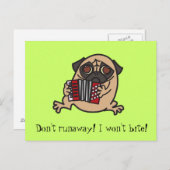 Accordion Pug Briefkaart (Voorkant / Achterkant)