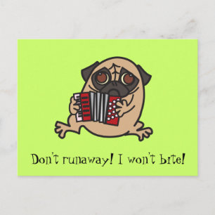 Accordion Pug Briefkaart