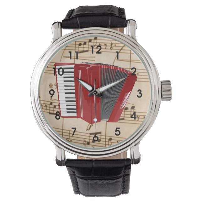 Accordion: Red Accordion Watch Horloge (Voorkant)