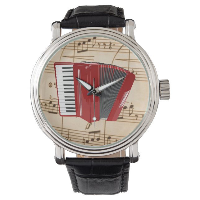 Accordion: Rode cordion Horloge (Voorkant)