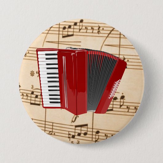 Accordion: Rode cordion Ronde Button 7,6 Cm (Voorkant)