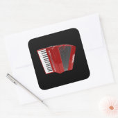 Accordion: Rode cordion Vierkante Sticker (Envelop)