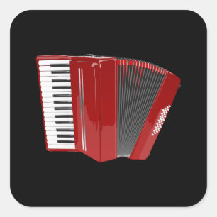 Accordion: Rode cordion Vierkante Sticker