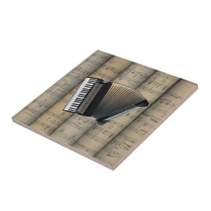 Accordion ~ Rollend vel Music Achtergrond ~ Muziek Tegeltje