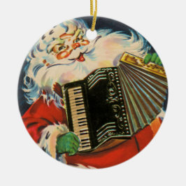 Accordion Santa Keramisch Ornament
