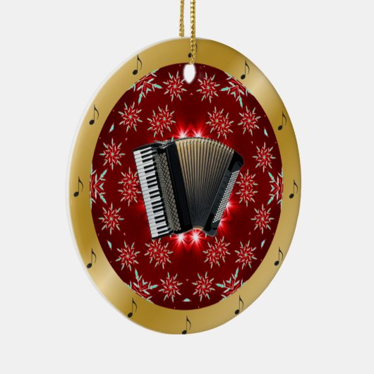 Accordion ~ Silver ~ Red ~ Kerstmis ~ Keramisch Ornament (Rechts)