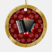 Accordion ~ Silver ~ Red ~ Kerstmis ~ Keramisch Ornament (Voorkant)