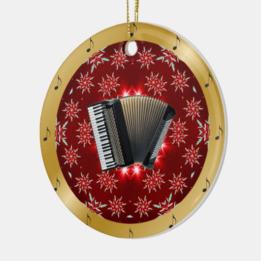 Accordion ~ Silver ~ Red ~ Kerstmis ~ Keramisch Ornament (Links)