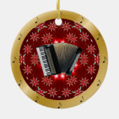 Accordion ~ Silver ~ Red ~ Kerstmis ~ Keramisch Ornament (Achterkant)
