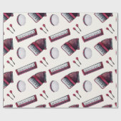 Accordion, Tambourine, toetsenbord, kastanjes Cadeaupapier (Vlak)