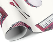 Accordion, Tambourine, toetsenbord, kastanjes Cadeaupapier (Rol Hoek)