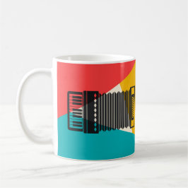 Accordion Tri-Color - Turquoise Coral Gold Music Koffiemok