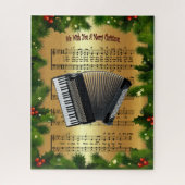 Accordion ~ "Wij wensen u een prettig kerstfeest" Legpuzzel (Verticaal)