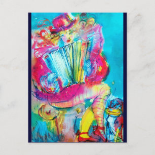 ACCORDIONIST IN DE NACHT Aquarel Briefkaart