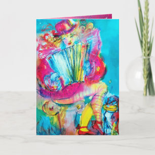 ACCORDIONIST IN DE NACHT Aquarel Kaart
