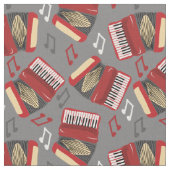Accordions en Musical Notes Grey and Red Pattern Stof (Close Up)
