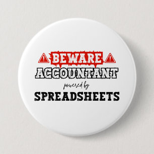 Accountant aangedreven door spreadsheet   boekhoud ronde button 7,6 cm