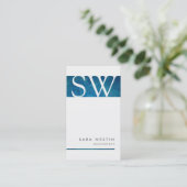 Accountant Boekhouder Blauwe Streep Monogram Visitekaartje (Staand voorkant)