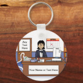 Accountant, boekhouder - Vrouw Cartoon Sleutelhanger (Voorkant)