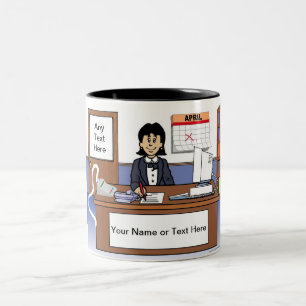 Accountant, boekhouder - Vrouw Cartoon Tweekleurige Koffiemok