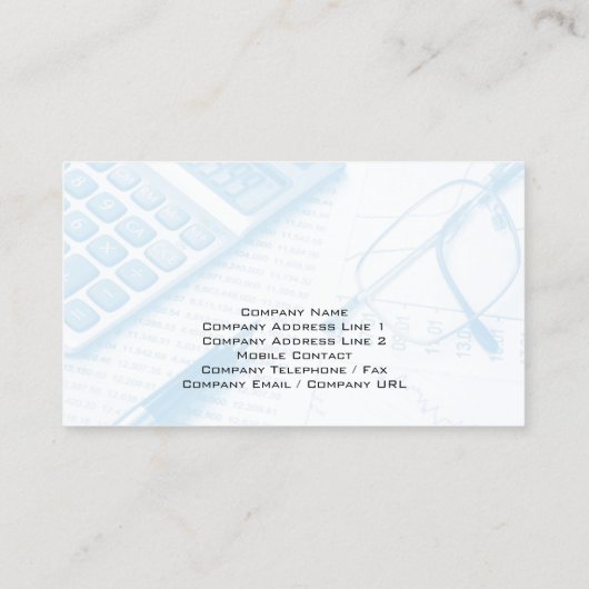 Accountant Boekhouding Calculator Visitekaartje (Achterkant)