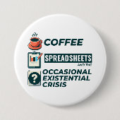 Accountant Boekhouding Koffie Spreadsheets Grappig Ronde Button 7,6 Cm (Voorkant)
