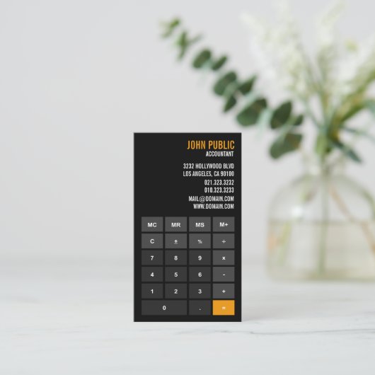 Accountant Calculator financieel adviseur Visitekaartje (Staand voorkant)