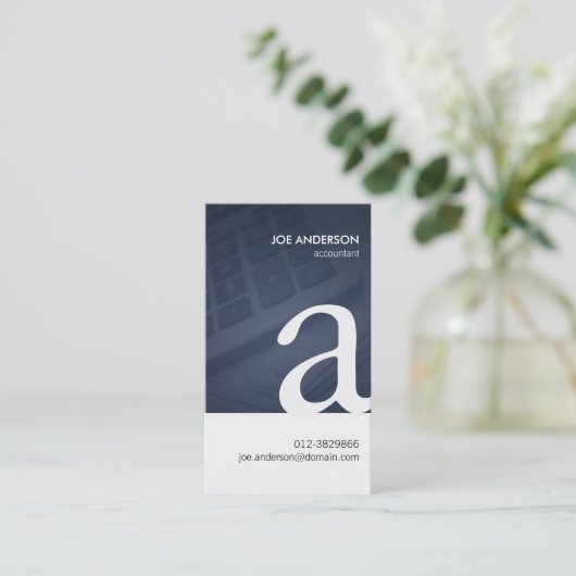 Accountant Calculator Vet Monogram Visitekaartje (Staand voorkant)