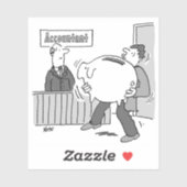 Accountant cliënt met enorme spaarpot sticker (Vel)