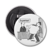 Accountant client met gigantische spaarbank button flesopener (Voorkant)