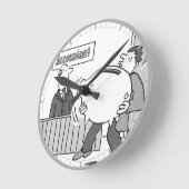 Accountant client met gigantische spaarbank ronde klok (Hoek)