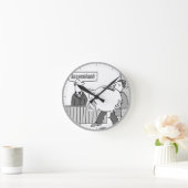 Accountant client met gigantische spaarbank ronde klok (Huis)