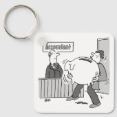 Accountant client met gigantische spaarbank sleutelhanger (Voorkant)