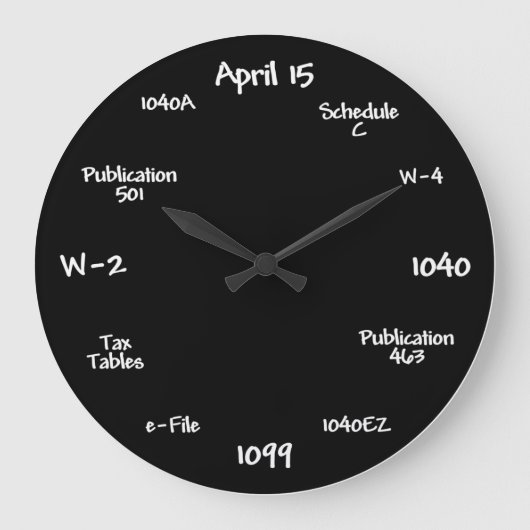 Accountant Clock - Tax Time Clock Grote Klok (Voorkant)