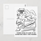 Accountant controleert de boeken in een slanke clu briefkaart (Voorkant / Achterkant)