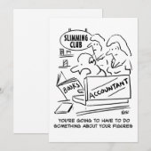 Accountant controleert de boeken in een slanke clu feestdagenkaart (Voorkant / Achterkant)