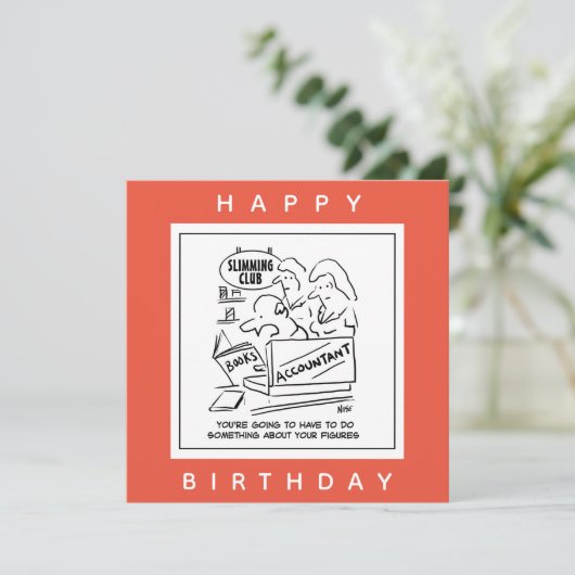 Accountant controleert de boeken in een slanke clu kaart (Staand voorkant)