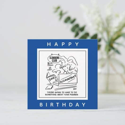 Accountant controleert de boeken in een slanke clu kaart (Staand voorkant)