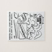 Accountant controleert de boeken in een slanke clu legpuzzel (Horizontaal)