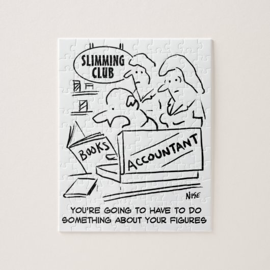 Accountant controleert de boeken in een slanke clu legpuzzel (Verticaal)