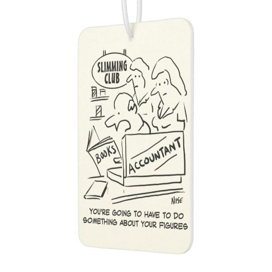 Accountant controleert de boeken in een slanke clu luchtverfrisser (Links)