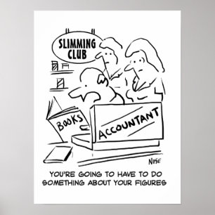 Accountant controleert de boeken in een slanke clu poster